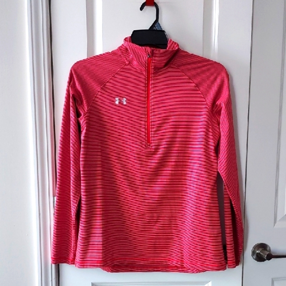 Under Armour Pink Striped Pullover Medium